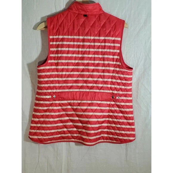 Talbots Petites Red Striped Quilted Vest MP - Picture 5 of 7